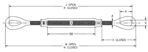 Crosby HG-226 Eye and Eye Turnbuckle measurements