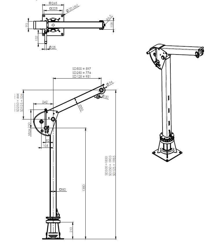 Stainless Steel Swivel Davit Crane Sd Certex Poland