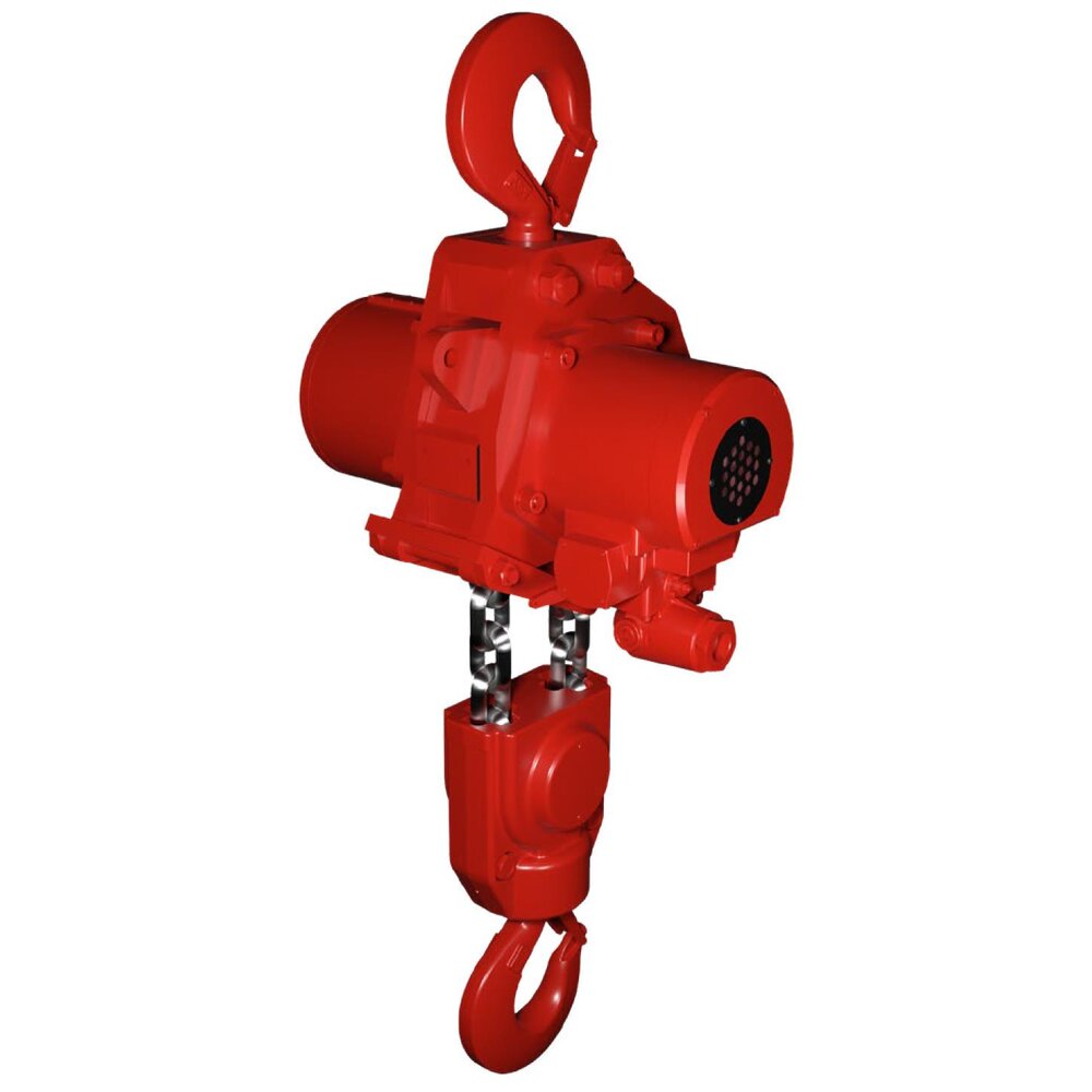 The heavy duty air chain hoist RED ROOSTER TMH with 30 tons capacity.